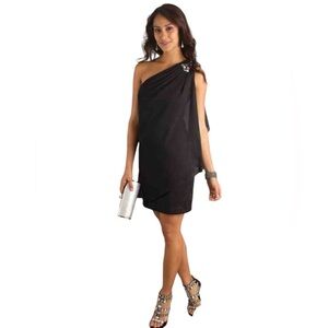 BeBe Womens One Shoulder Dress Size 6 Sheer Jewels Glamcore Cocktail Party Event